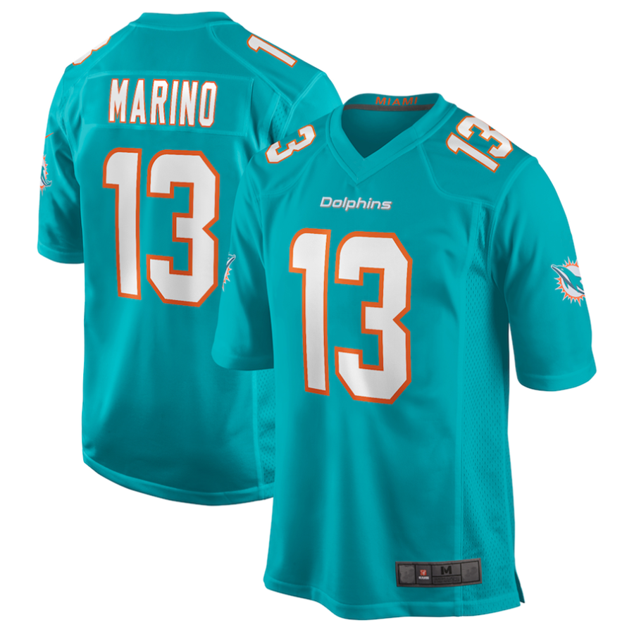 Yuxns M.Dolphins #13 Dan Marino Aqua Game Retired Stitched Jerseys
