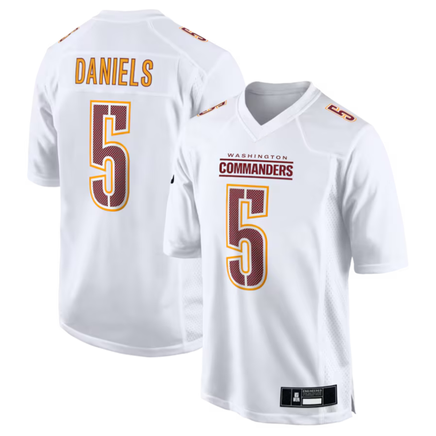 Yuxns #5 Jayden Daniels Player W.Commanders Tundra White Fashion Stitched Jerseys