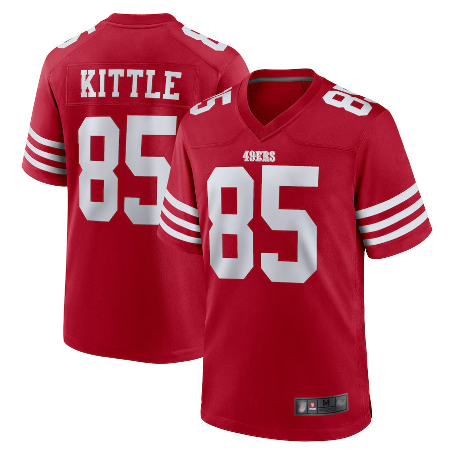 Yuxns SF.49ers #85 George Kittle Player Scarlet Game Stitched Jerseys