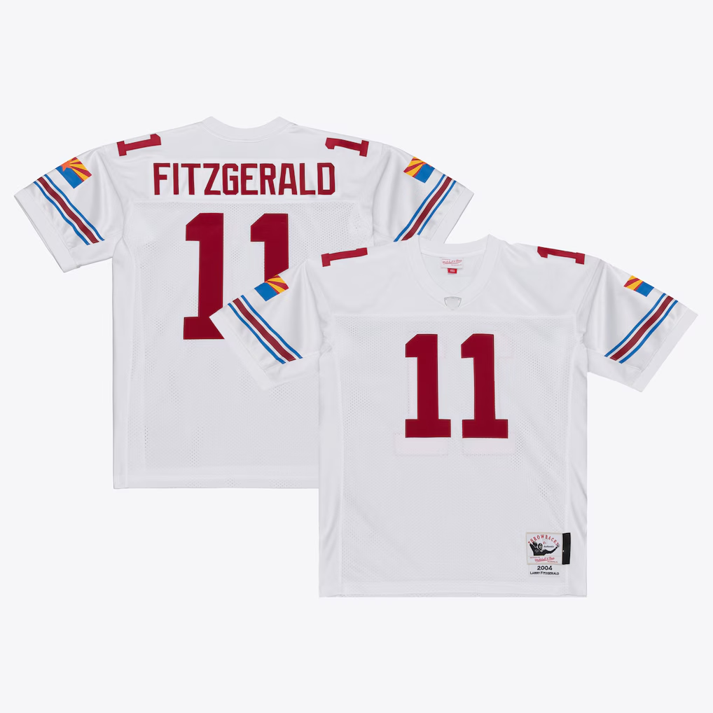 Yuxns A.Cardinals #11 Larry Fitzgerald Mitchell & Ness White 2004 Authentic Throwback Stitched Jerseys