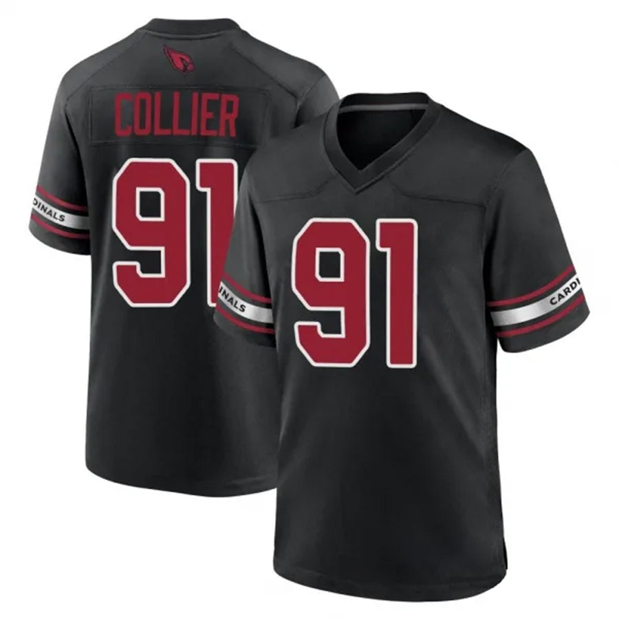 Yuxns A.Cardinals #91 L.J. Collier Player Black Game Home Stitched Jerseys