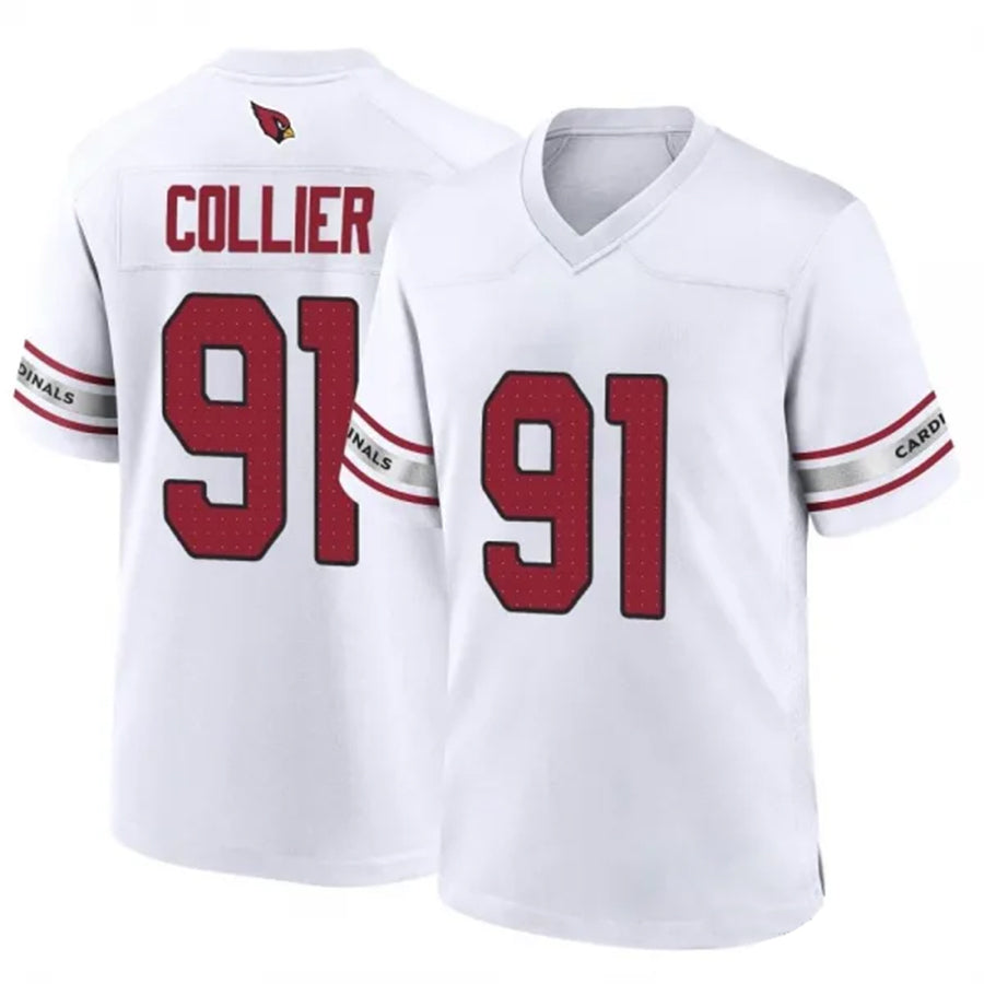 Yuxns A.Cardinals #91 L.J. Collier Player White Game Home Stitched Jerseys