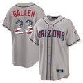 Yuxns A.Diamondbacks #23 Zac Gallen Player Gray USA 250 Fourth of July Home Game Stitched Jerseys