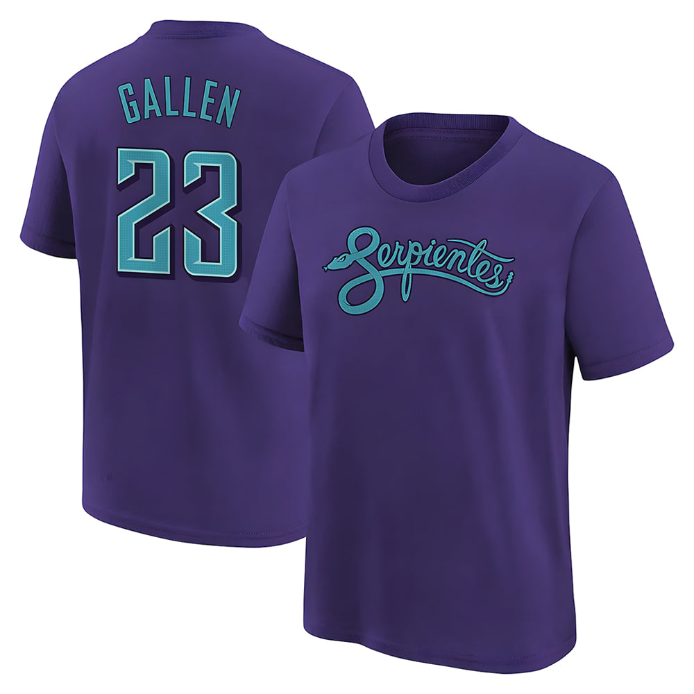 YuxnsA.Diamondbacks #23 Zac Gallen Player Purple Fuse City Connect round collar T shirt Stitched Jerseys