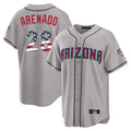 Yuxns A.Diamondbacks #28 Nolan Arenado Player Gray USA 250 Fourth of July Home Game Stitched Jerseys