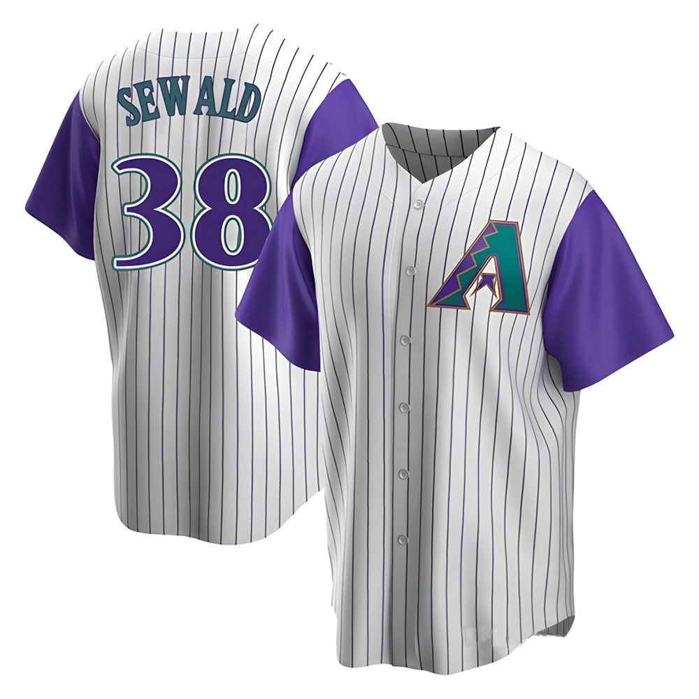 Yuxns A.Diamondbacks #38 Paul Sewald Player  Cream Purple Alternate Cooperstown Collection Stitched Jersey