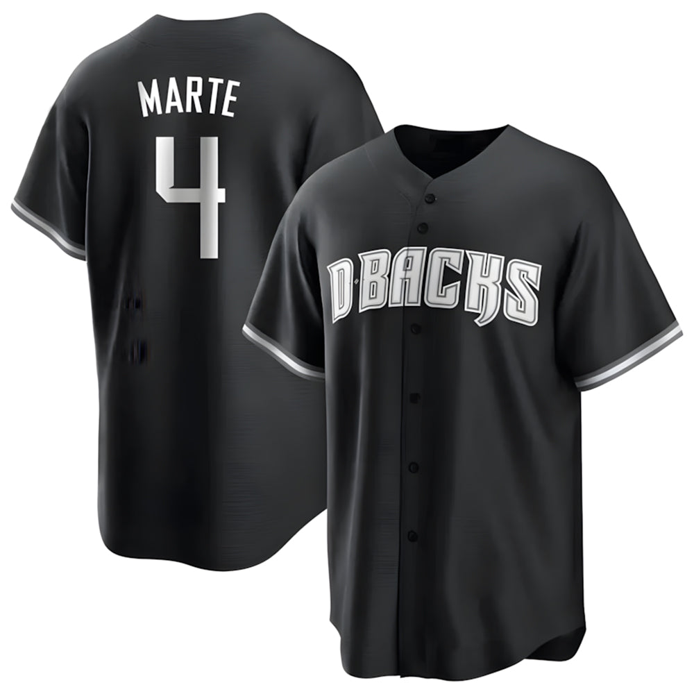 Yuxns A.Diamondbacks #4 Ketel Marte Player Black Pointed collar Replica Game Stitched Jerseys