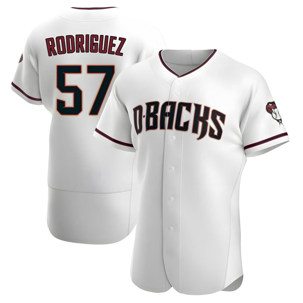 Yuxns A.Diamondbacks #57 Eduardo Rodriguez Player White Crimson Home Stitched Jersey