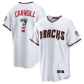 Yuxns A.Diamondbacks #7 Corbin Carroll Player White USA 250 Fourth of July Home Game Stitched Jerseys