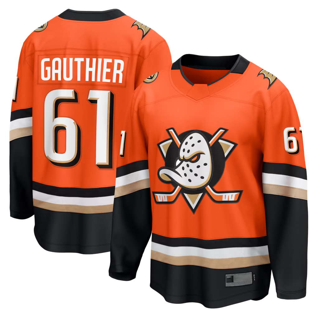 Yuxns A.Ducks #61 Cutter Gauthier Orange Home Breakaway Jerseys