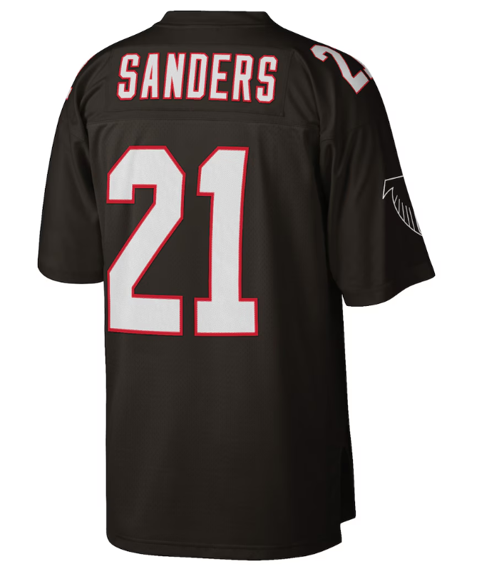 Yuxns A.Falcons #21 Deion Sanders Mitchell & Ness Black Big & Tall 1992 Retired Player Replica Stitched Jerseys
