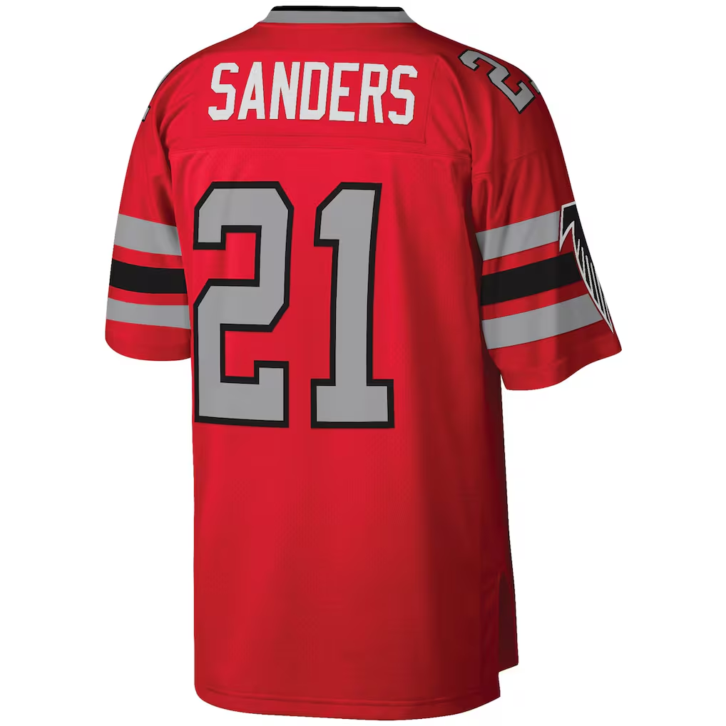 Yuxns A.Falcons #21 Deion Sanders Mitchell & Ness Red Legacy Replica Stitched Jerseys