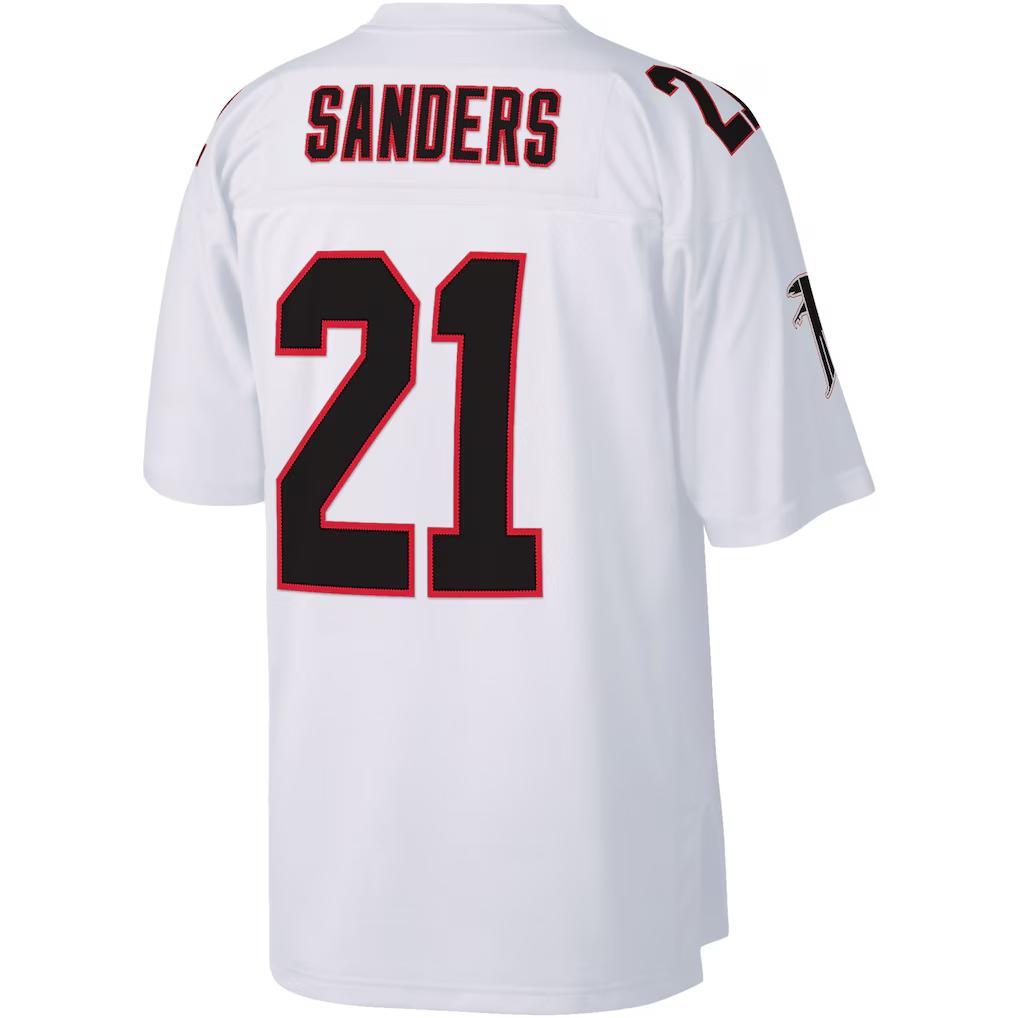 Yuxns A.Falcons #21 Deion Sanders Mitchell & Ness White Legacy Replica Puhic Stitched Jerseys
