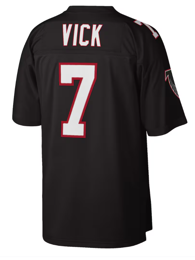 Yuxns A.Falcons #7 Michael Vick Mitchell & Ness Black Big & Tall 2002 Retired Player Replica Stitched Jerseys
