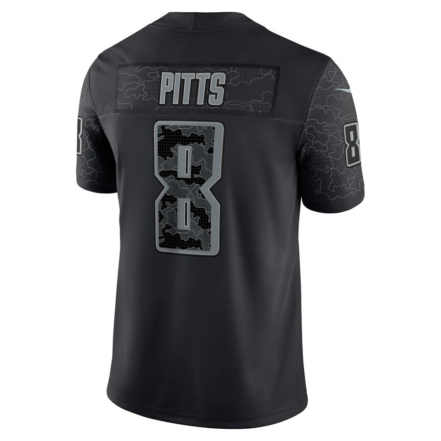 Yuxns A.Falcons #8 Kyle Pitts Sr. Player Black RFLCTV Limited Stitched Jerseys