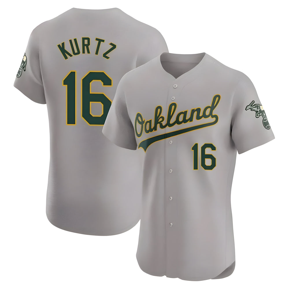 Yuxns Athletics #16 Nick Kurtz Player Gray Elite Road Stitched Jerseys