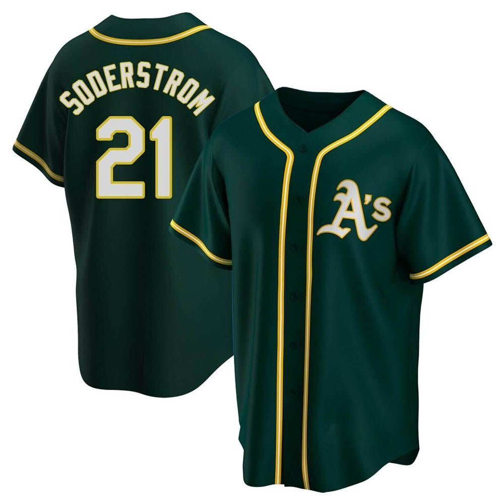 Yuxns Athletics #21 Tyler Soderstrom player Green Replica Alternate Stitched Jersey