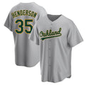 Yuxns Athletics #35 Rickey Henderson Player Gray Replica Road Stitched Jersey