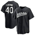 Yuxns Athletics #40 Luis Severino player Black&White Replica Stitched Jersey