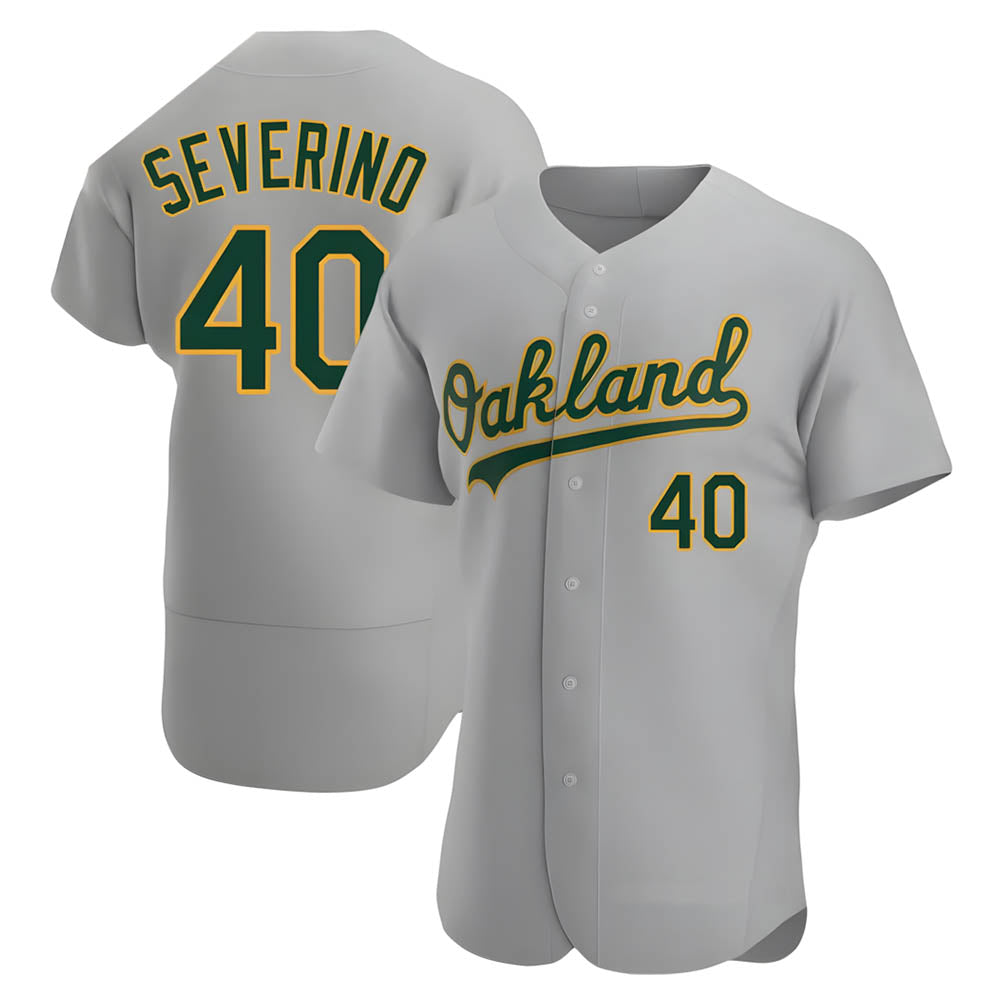 Yuxns Athletics #40 Luis Severino player Gray Authentic Road Stitched Jersey