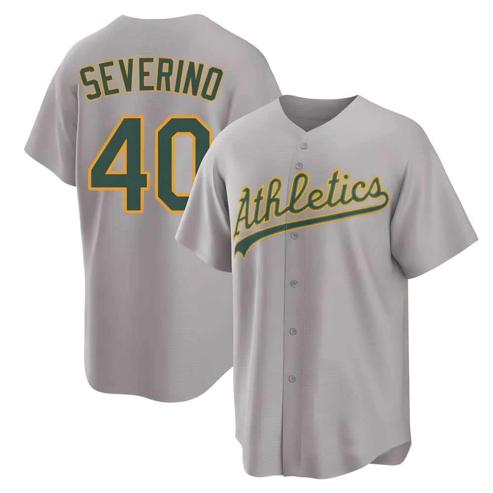 Yuxns Athletics #40 Luis Severino player Gray Replica Away Stitched Jersey