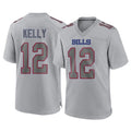 Yuxns B.Bills #12 Jim Kelly Player Gray Fashion Home Game Stitched Jerseys