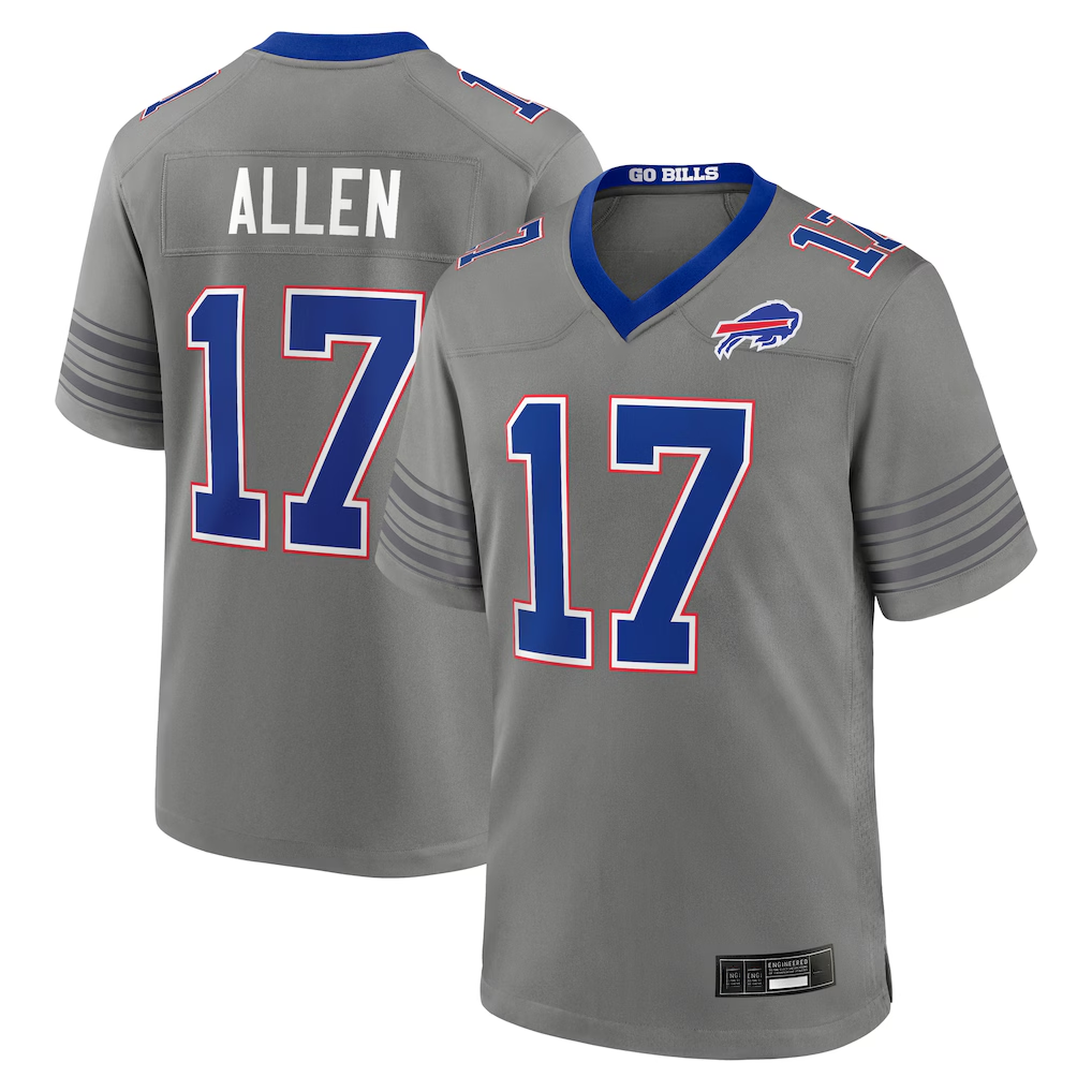 Yuxns B.Bills #17 Josh Allen Gray Nickel City Game Stitched Jerseys