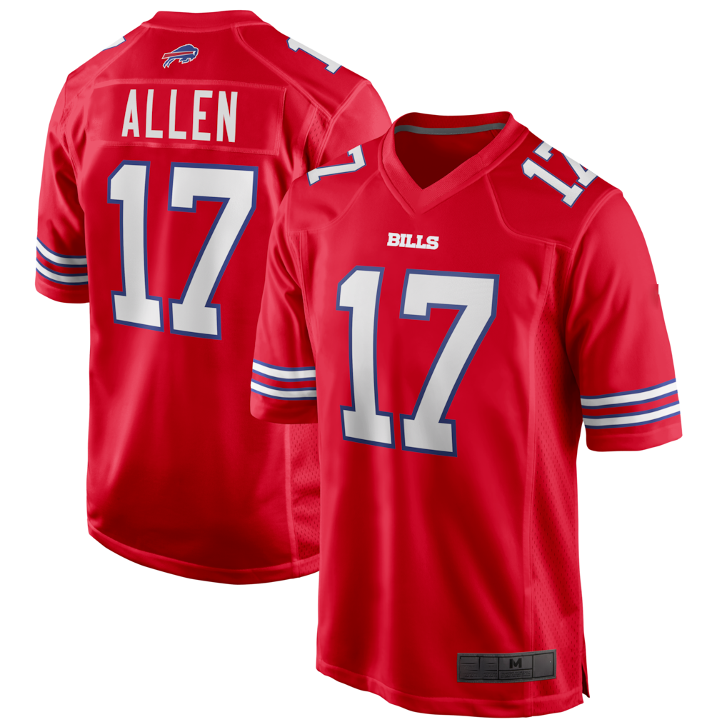 Yuxns B.Bills #17 Josh Allen Red Alternate Game Stitched Jerseys