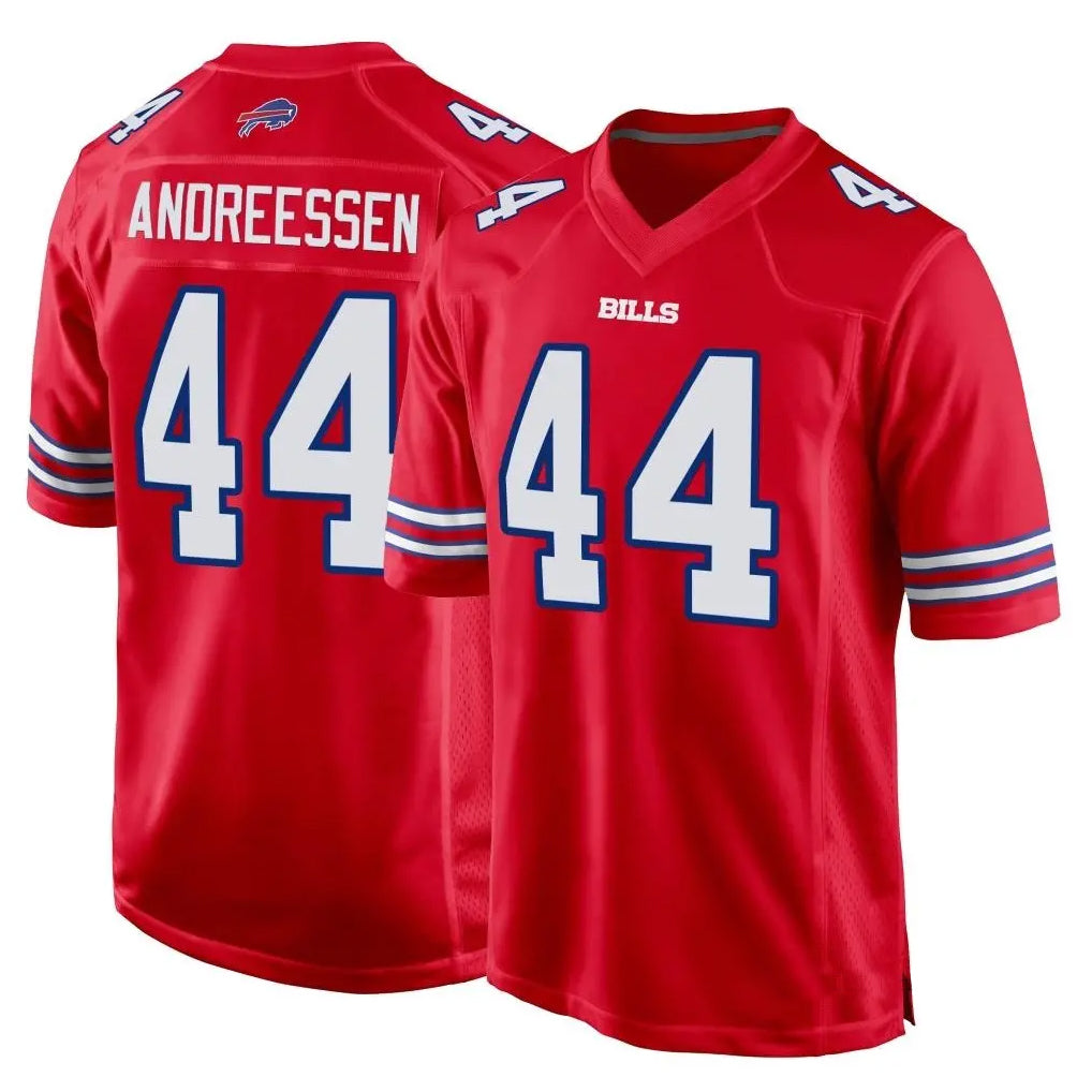 Yuxns B.Bills #44 Joe Andreessen Player Red Home Game Stitched Jerseys