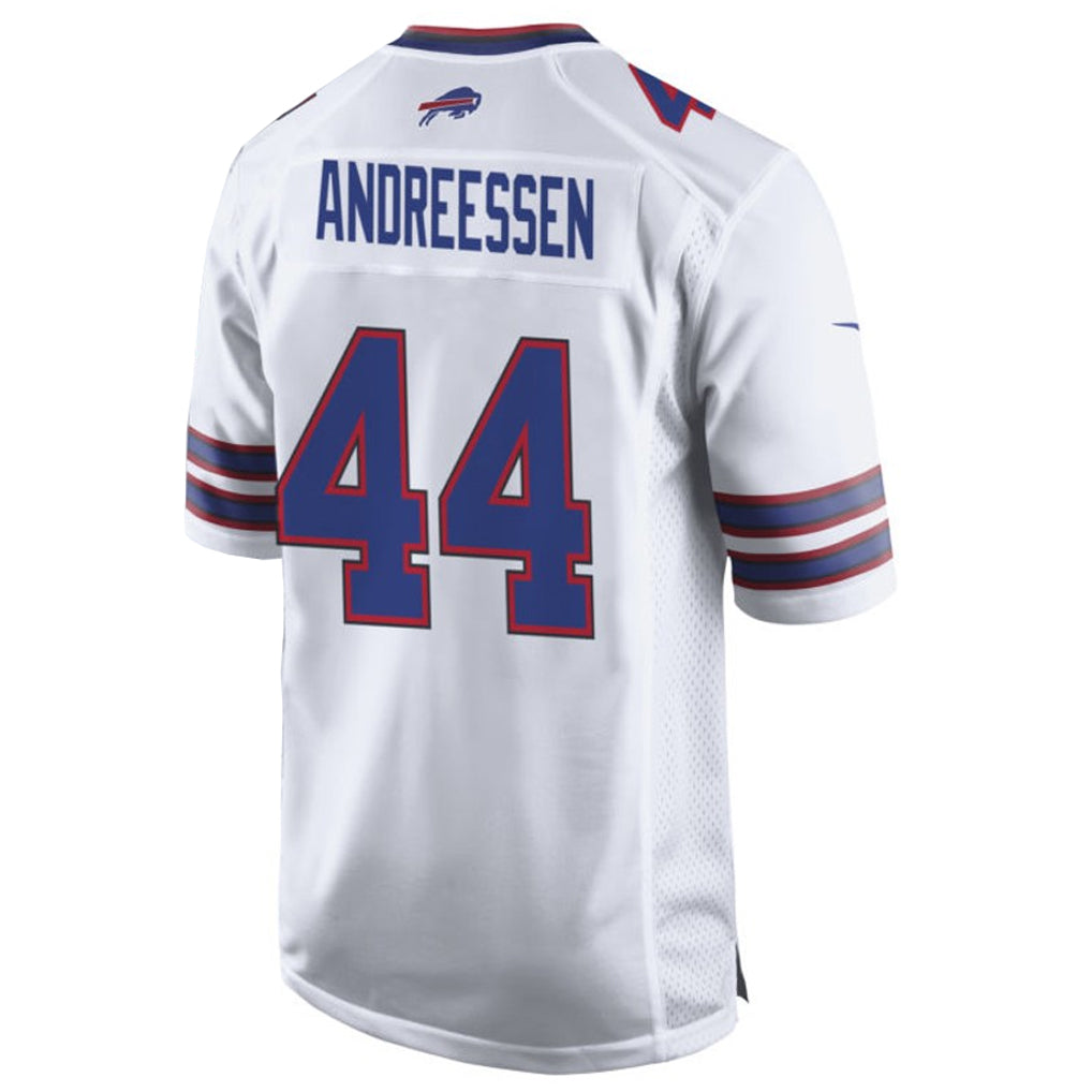 Yuxns B.Bills #44 Joe Andreessen Player White Home Game Stitched Jerseys