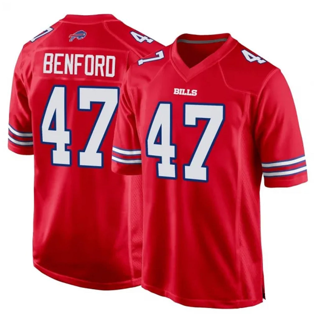 Yuxns B.Bills #47 Christian Benford Player Red Home Game Stitched Jerseys