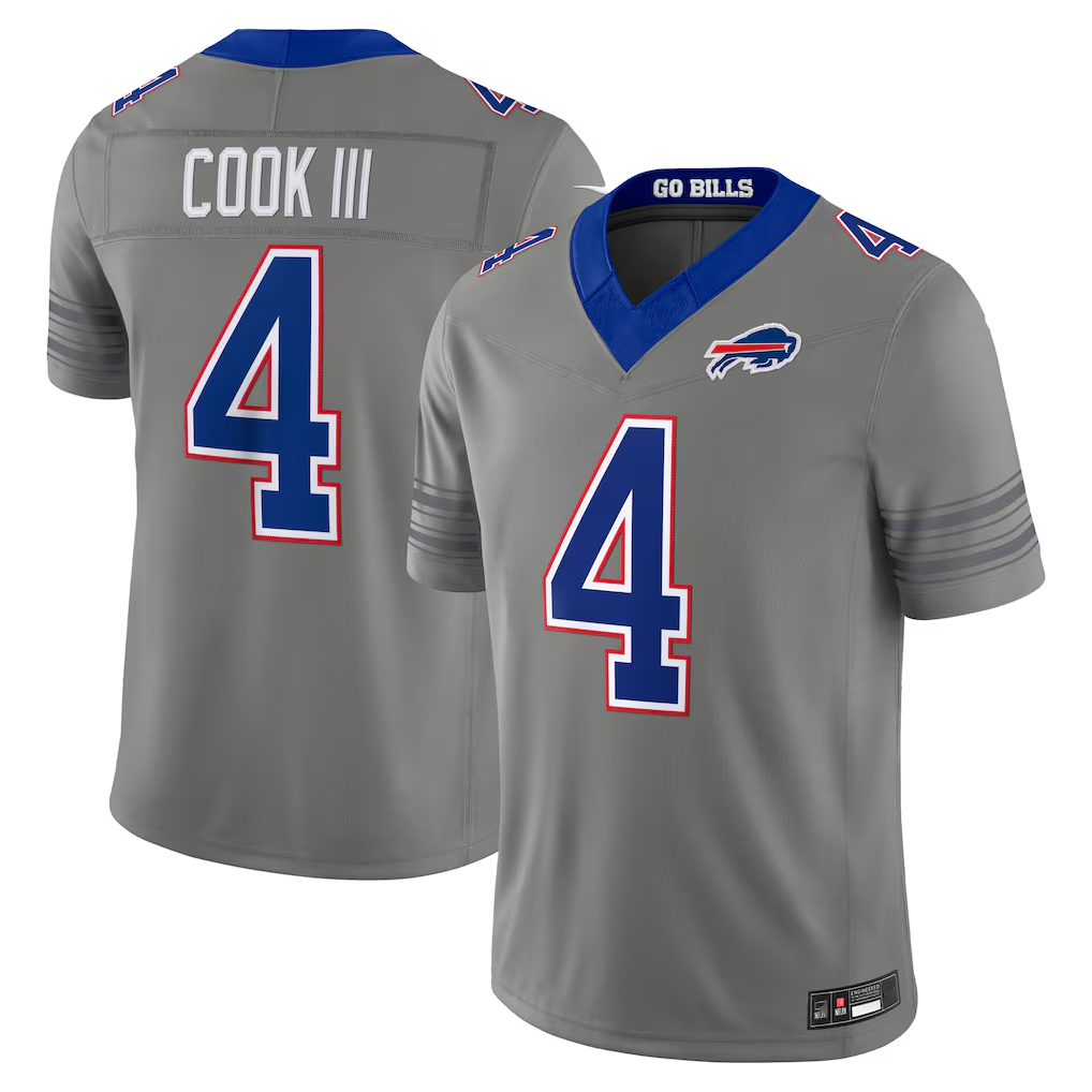 Yuxns B.Bills #4 James Cook III Gray Nickel City Vapor F.U.S.E. Limited Stitched Jerseys