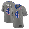 Yuxns B.Bills #4 James Cook III Gray Nickel City Game Stitched Jerseys