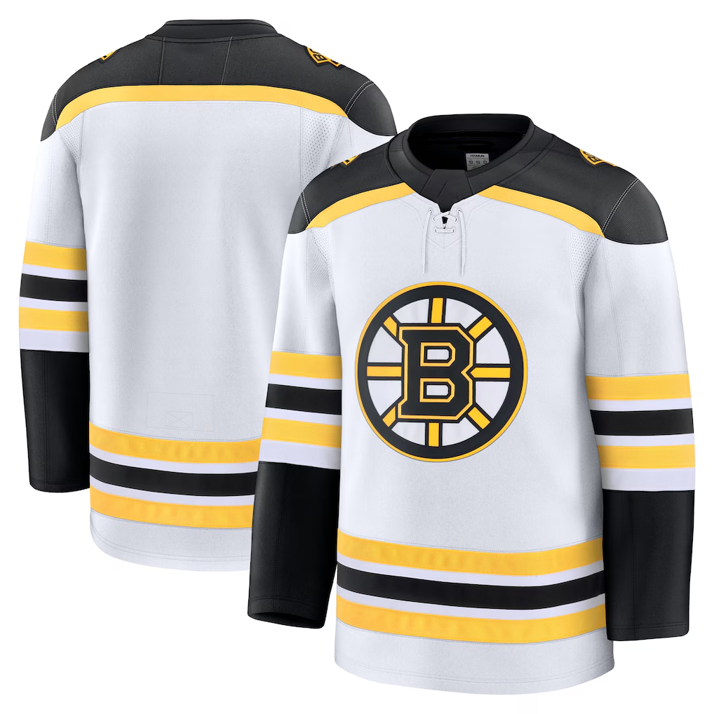 Yuxns B.Bruins White Away Premium Stitched Jerseys