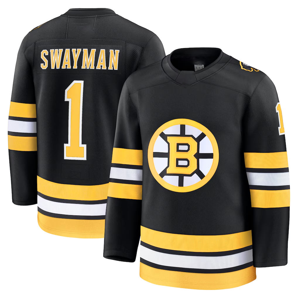 Yuxns B.Bruins #1 Jeremy Swayman Black Home Premium Stitched Jerseys