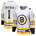 Yuxns B.Bruins #1 Jeremy Swayman White Away Breakaway Player Stitched Jerseys