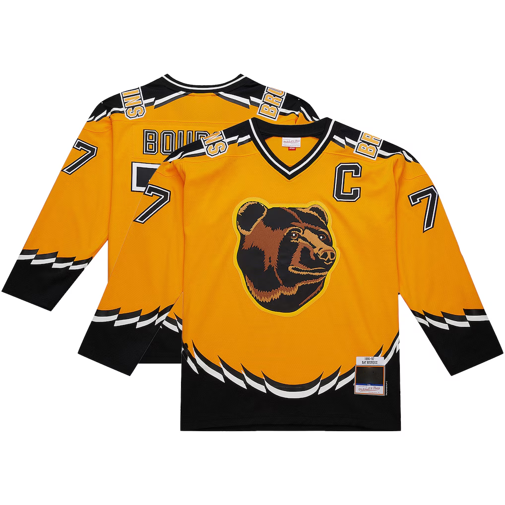 Yuxns B.Bruins #77 Ray Bourque Mitchell & Ness Gold Big & Tall 1996-97 Blue Line 2.0 Stitched Jerseys
