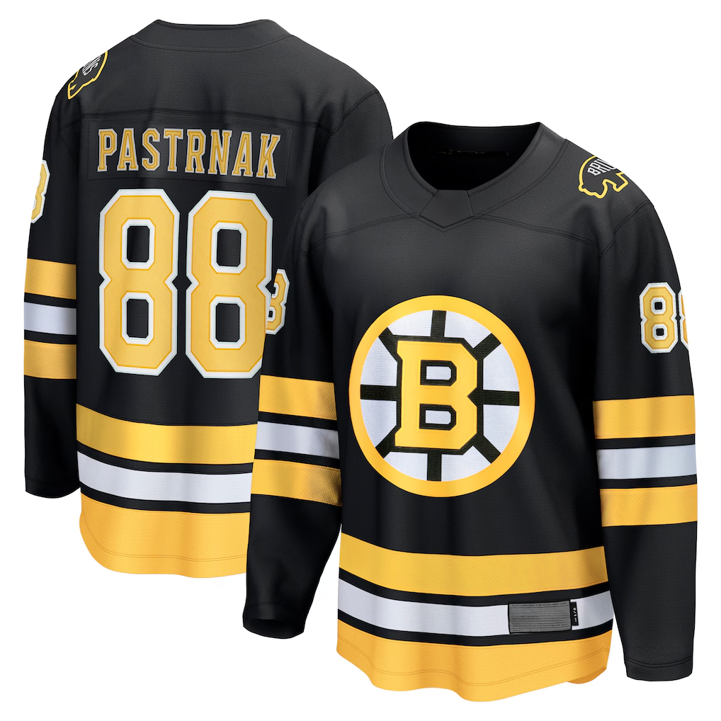 Yuxns B.Bruins #88 David Pastrnak Black Home Breakaway Player Stitched Jerseys