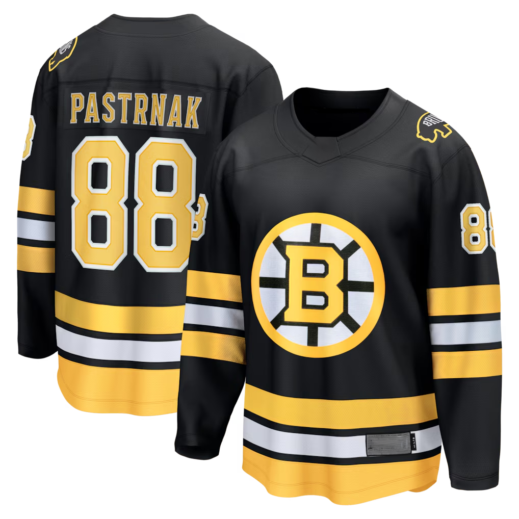Yuxns B.Bruins #88 David Pastrnak Black Home Breakaway Stitched Jerseys