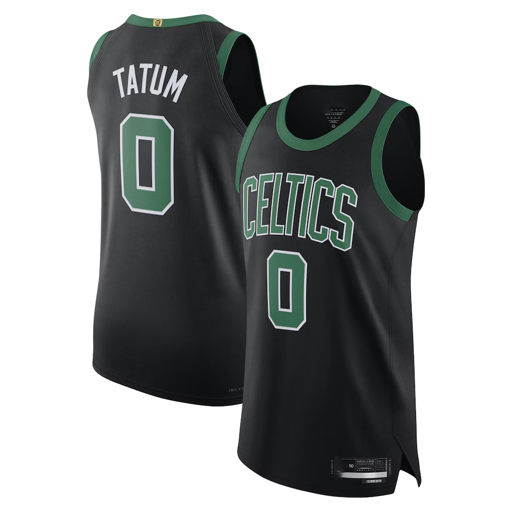 Yuxns B.Celtics #0 Jayson Tatum Black Authentic Player Jerseys - Statement Edition