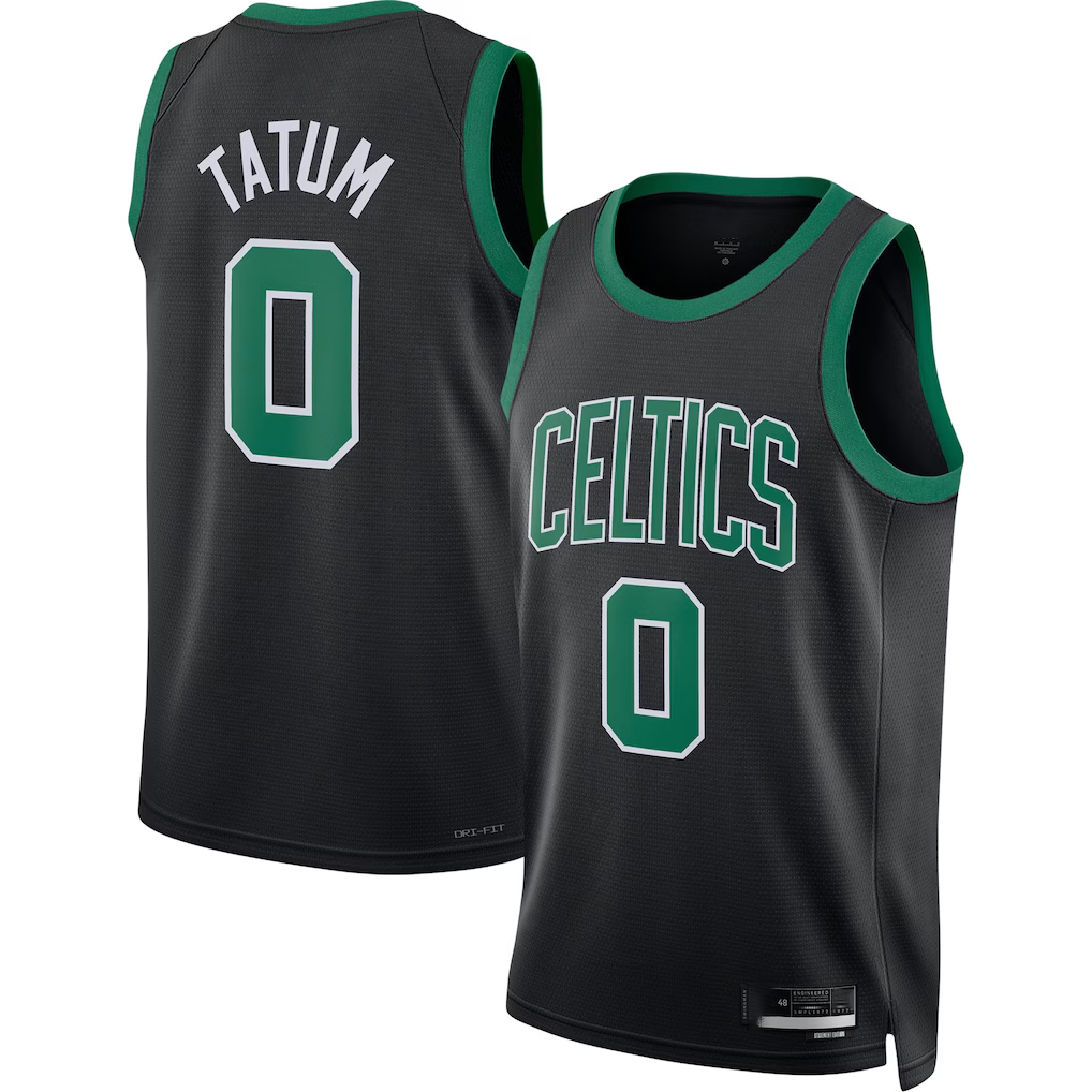 Yuxns B.Celtics #0 Jayson Tatum  Black Swingman Jerseys - Statement Edition