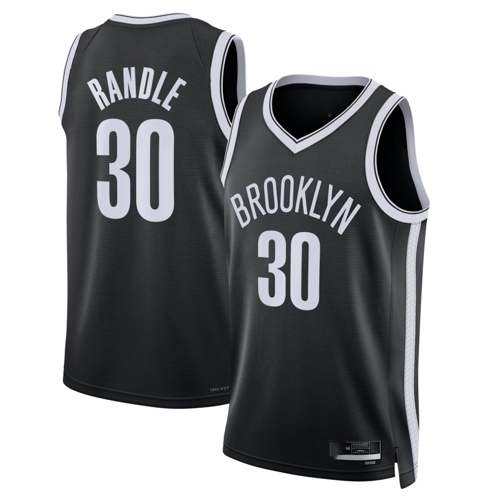 Yuxns B.Nets #30 Julius Randle Black Swingman Stitched Jerseys- Icon Edition