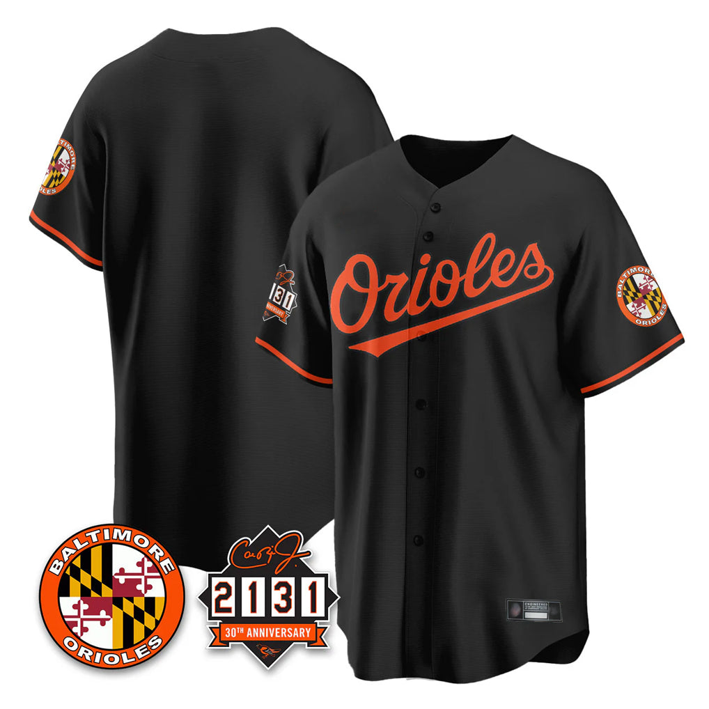 Yuxns B.Orioles Black 30th Anniversary of 2131 Home Game Blank Player Stitched Jerseys