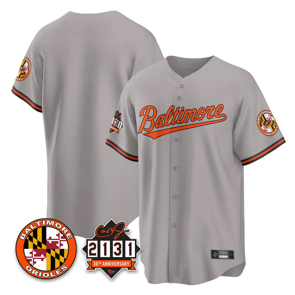 Yuxns B.Orioles Gray 30th Anniversary of 2131 Home Game Blank Player Stitched Jerseys