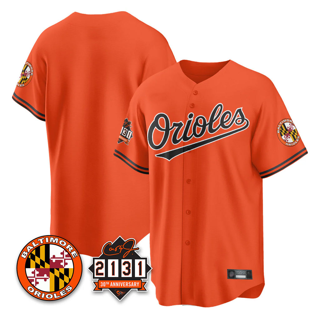 Yuxns B.Orioles Orange 30th Anniversary of 2131 Home Game Blank Player Stitched Jerseys