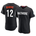 Yuxns B.Orioles #12 Dylan Beavers Player Black City Connect Limited Elite Home Game Stitched Jerseys