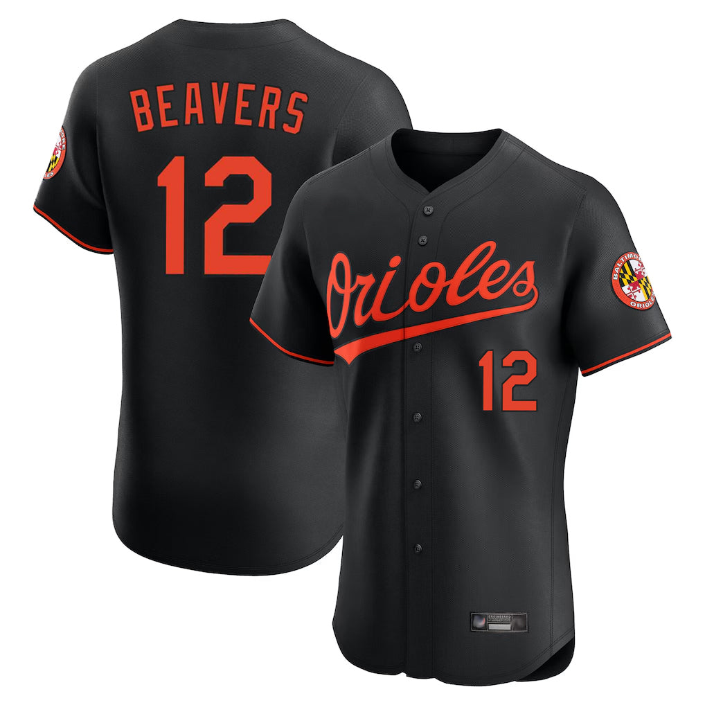 Yuxns B.Orioles #12 Dylan Beavers Player Black Limited Elite Home Game Stitched Jerseys