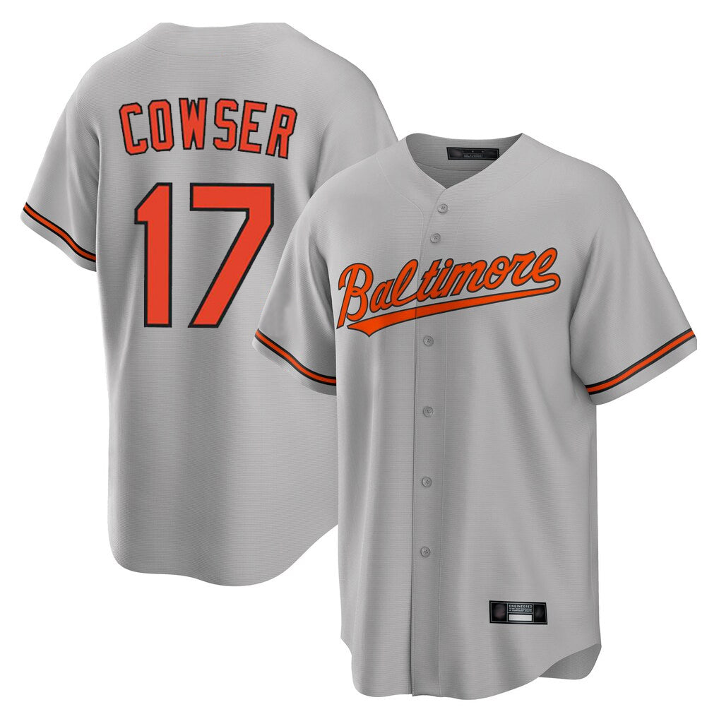 Yuxns B.Orioles #17 Colton Cowser Player Gray Home Game Stitched Jerseys