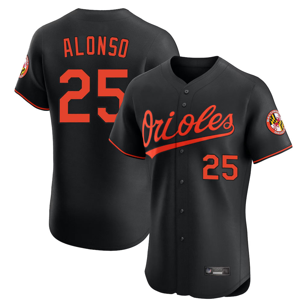 Yuxns B.Orioles #25 Pete Alonso Player Black Limited Elite Home Game Stitched Jerseys