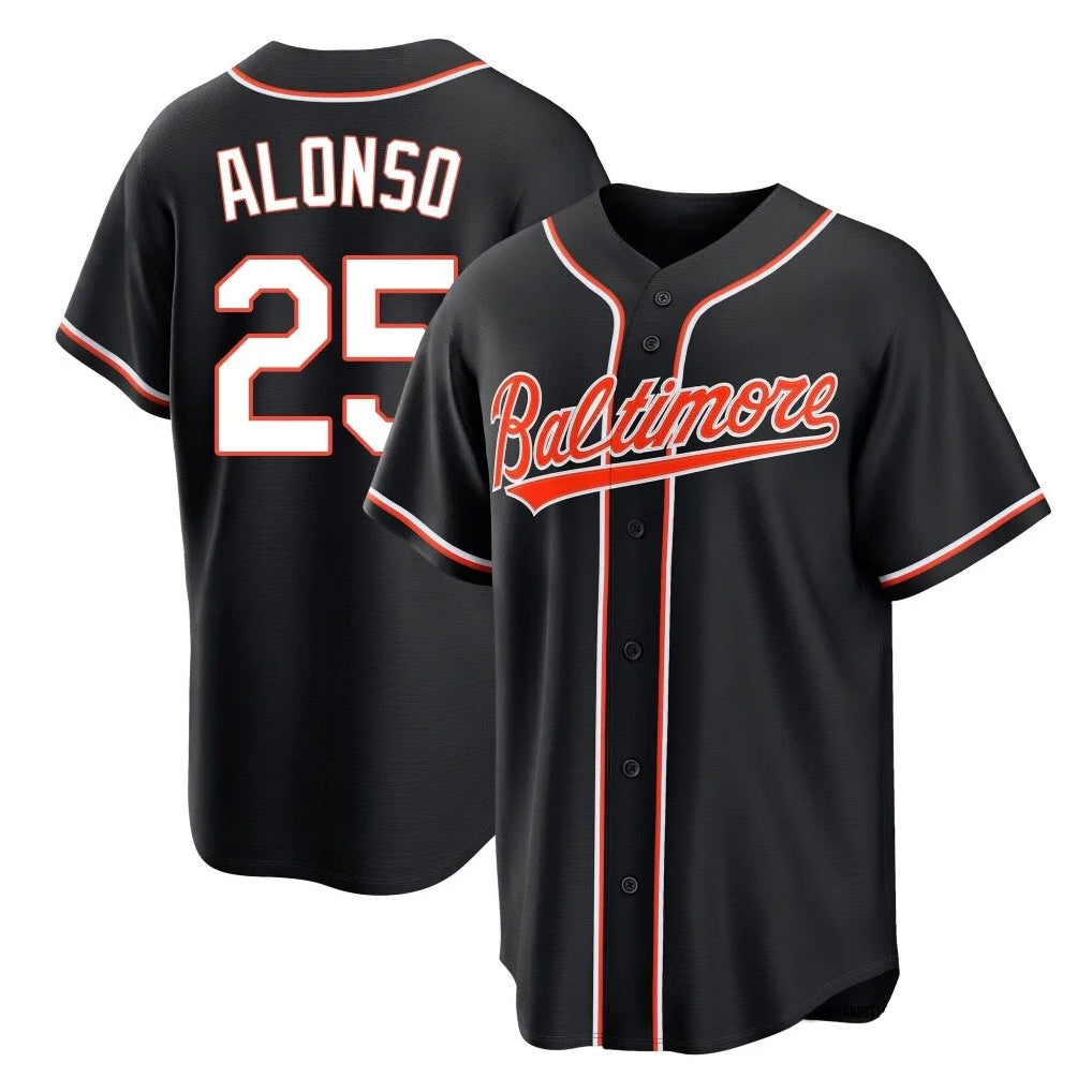 Yuxns B.Orioles #25 Pete Alonso Player Black Out Home Game Stitched Jerseys